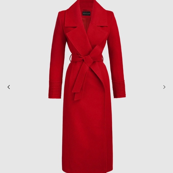 Sentaler Red Baby Alpaca Long Large Notched Collar Wrap Coat Sz XL - Picture 1 of 15